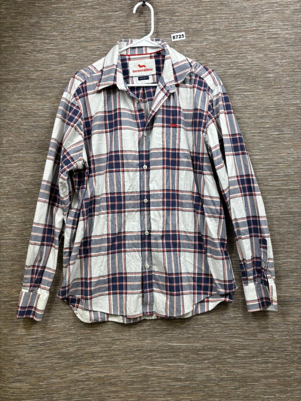 Harmont & Blaine Button Down Shirt Mens 2XL Plaid Multi Short Sleeve Designer